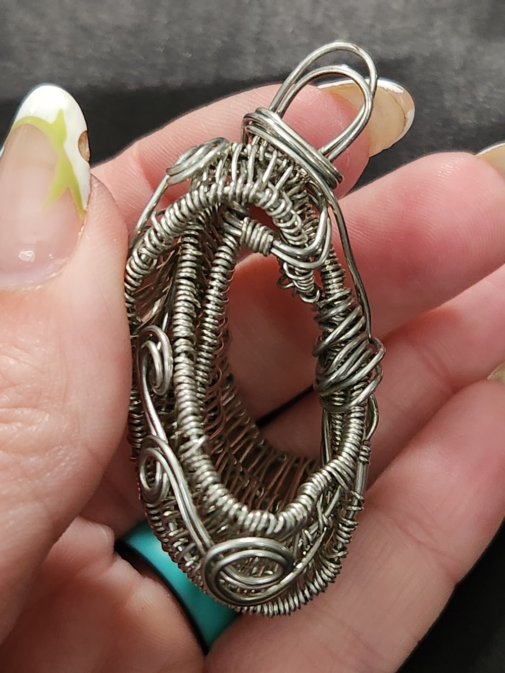 Handcrafted Silver Wire Wrapped Statement Pendant - Picture 4 of 6